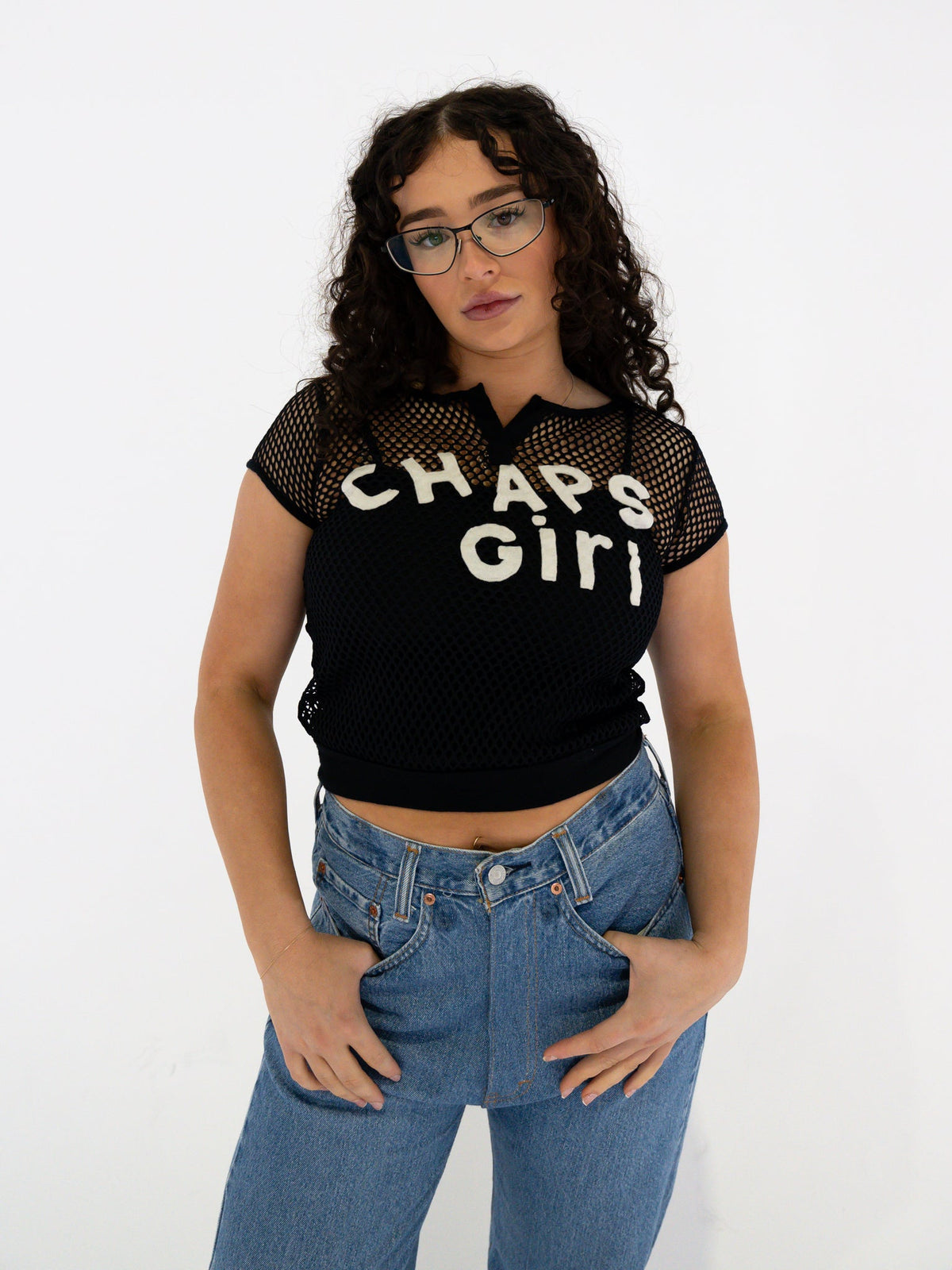 Vintage 00's "Chaps Girl" Mesh Top - S - Playground Vintage