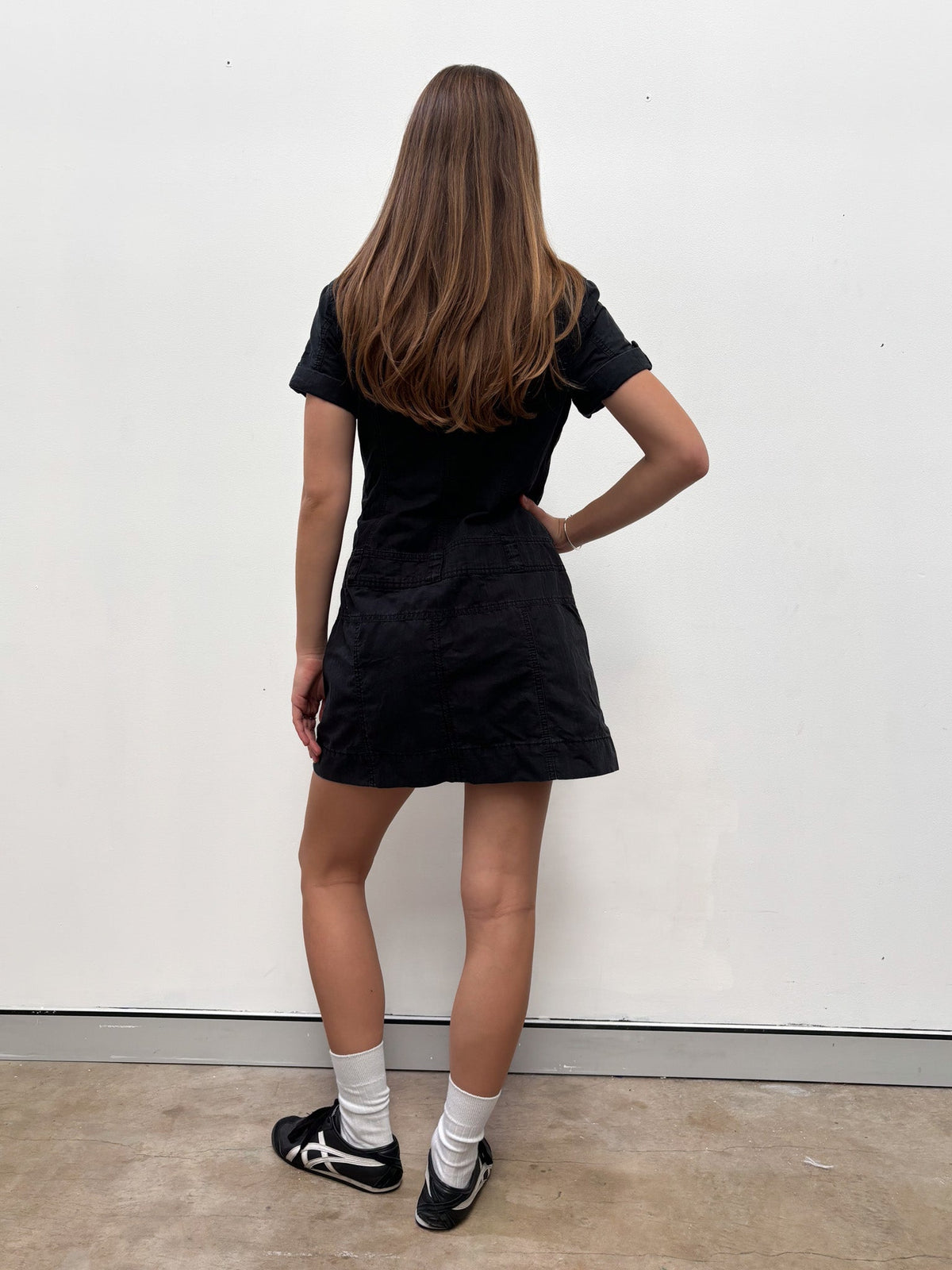 Vintage 00's Black Denim Midi Dress - M - Playground Vintage