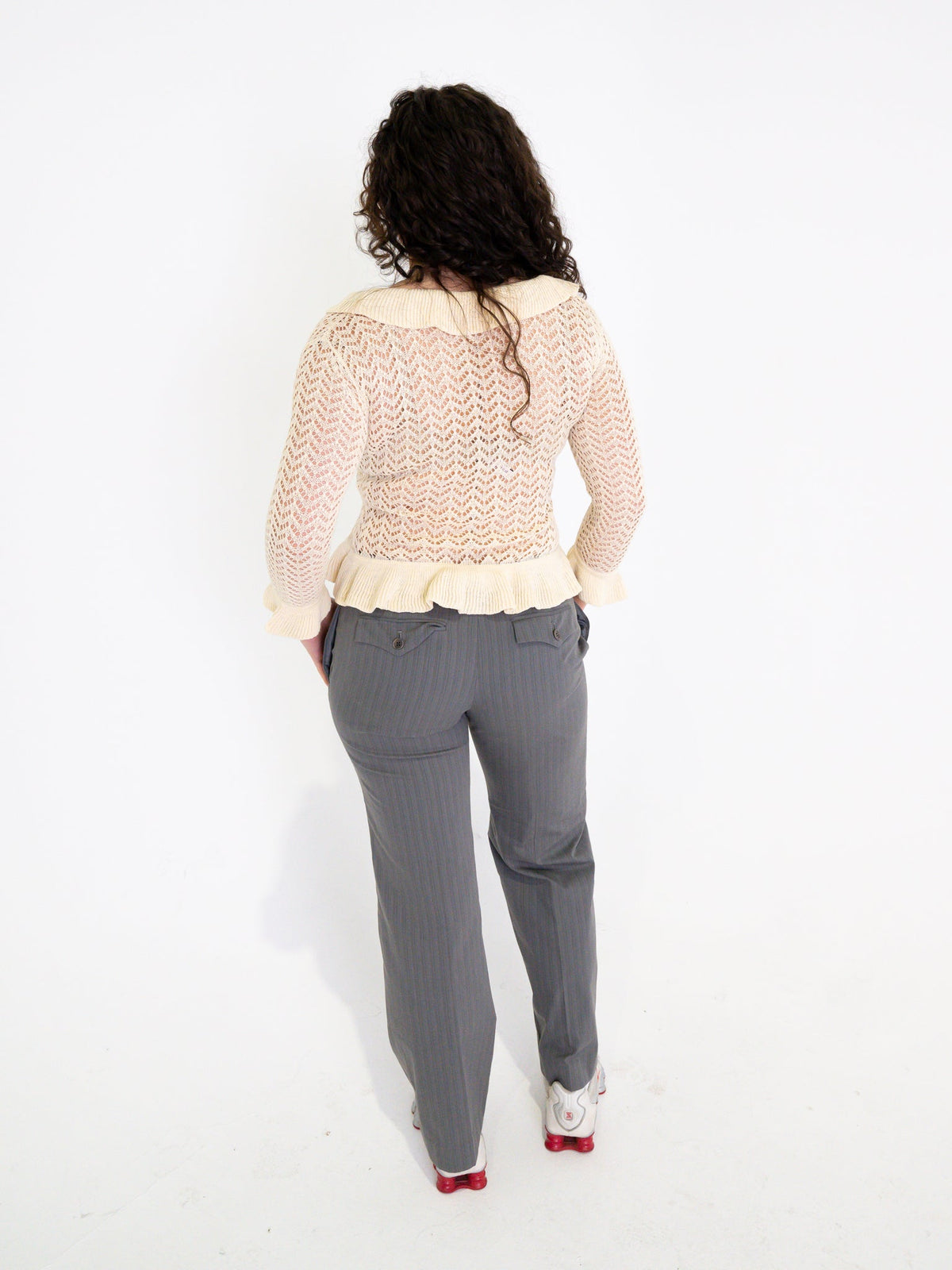 Vintage 00's Crochet Long Sleeve Top - S - Playground Vintage
