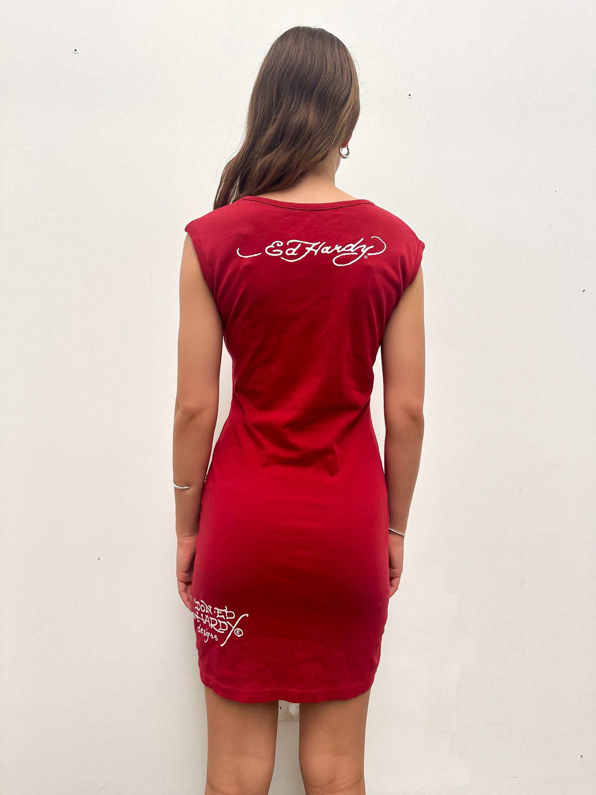 Vintage 00's Ed Hardy Red Tank Mini Dress - M - Playground Vintage
