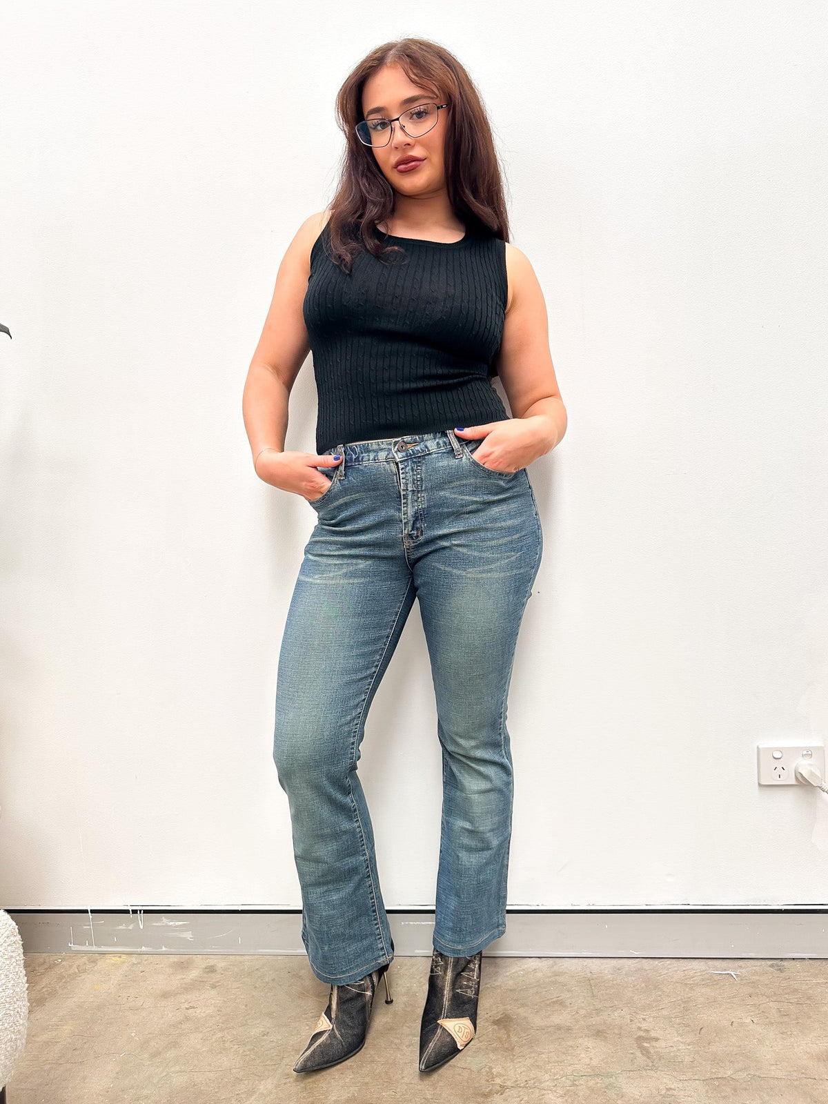Vintage 00's Flared Denim Jeans - M - Playground Vintage