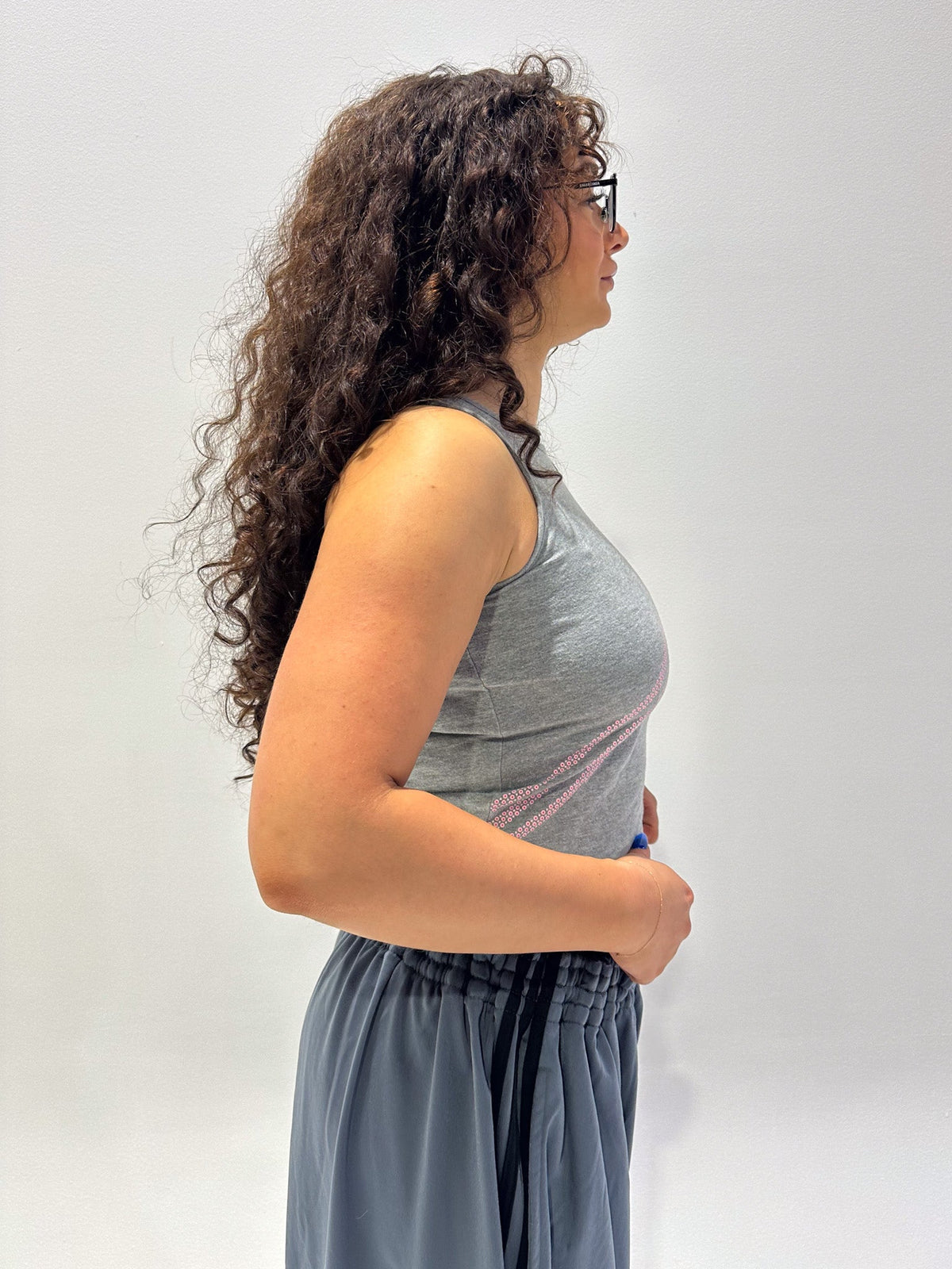 Vintage 00's Grey/Pink Adidas Tank Top - S - Playground Vintage