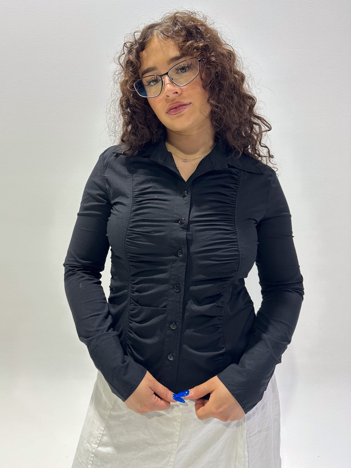Vintage 00's Ruched Long Sleeve Top - M - Playground Vintage
